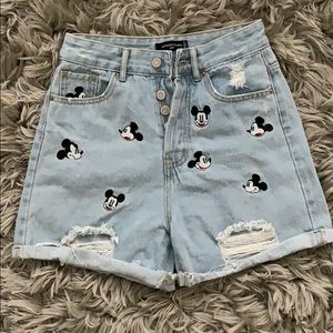 Mickey Mouse Shorts - Withered Denim